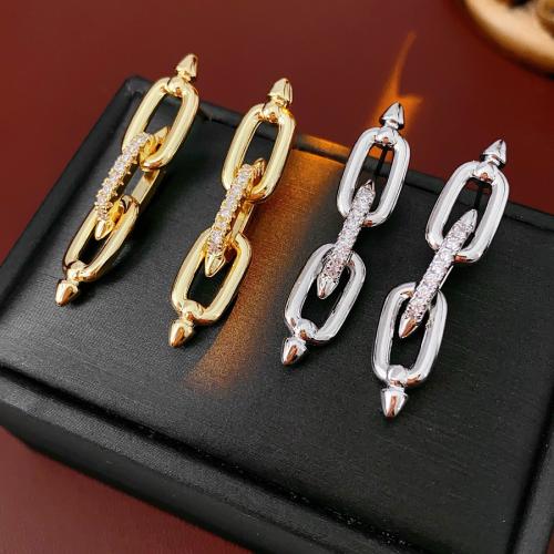metal Pendientes con Colgantes, Patrón Geométrico, chapado, para mujer & con diamantes de imitación & hueco, más colores para la opción, 8x39mm, Vendido por Par