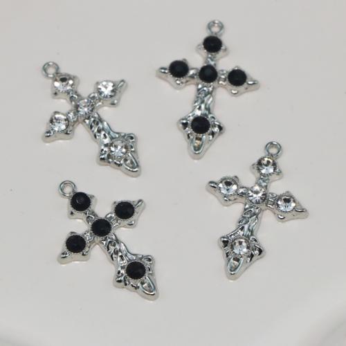 Zinc Alloy Cross Pendants plated DIY & with rhinestone Sold By PC