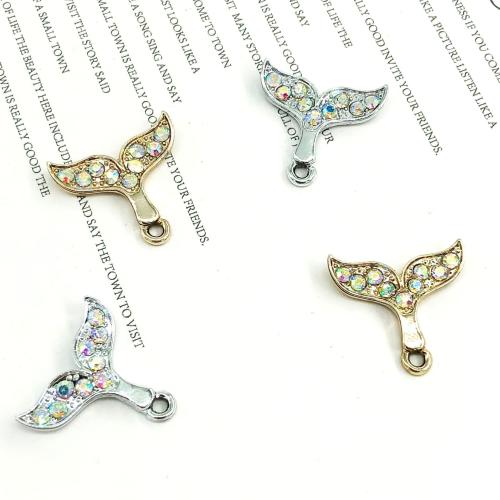 Sinc Alloy Rhinestone Pendants, Eireaball mermaid, plátáilte, DIY & le rhinestone, dathanna níos mó le haghaidh rogha, 19x20mm, Díolta De réir PC