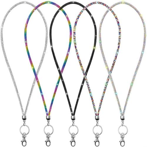 Pamuk Cord Vlasnik kartice lanyard, s Cink Alloy, bez spolne razlike & s Rhinestone, više boja za izbor, Dužina Približno 48 cm, Prodano By PC