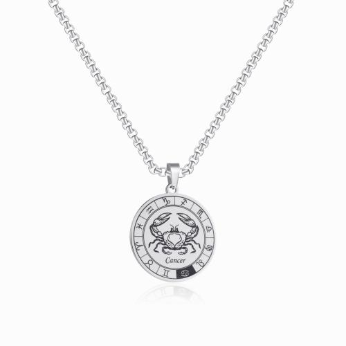 304 Stainless Steel Necklace 12 Signs of the Zodiac random style & Unisex original color Length Approx 17.7 Inch Sold By PC