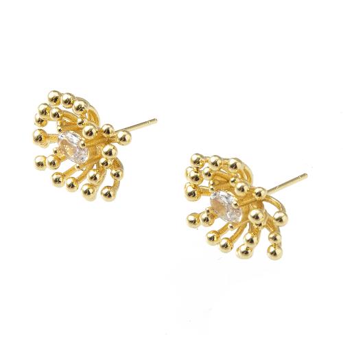 Boucles d'oreilles en laiton zircon cubique pavent, Placage, bijoux de mode & pavé de micro zircon, plus de couleurs à choisir, protéger l'environnement, sans nickel, plomb et cadmium, 18.10x14.35x18.40mm, Vendu par paire