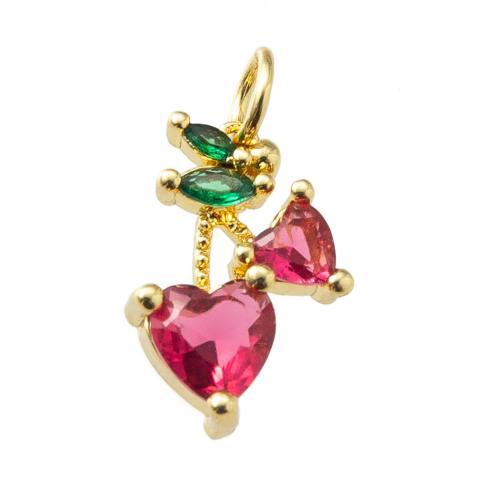 Cubic Zirconia Micro Pave Brass Pendant plated fashion jewelry & micro pave cubic zirconia red nickel lead & cadmium free Sold By PC