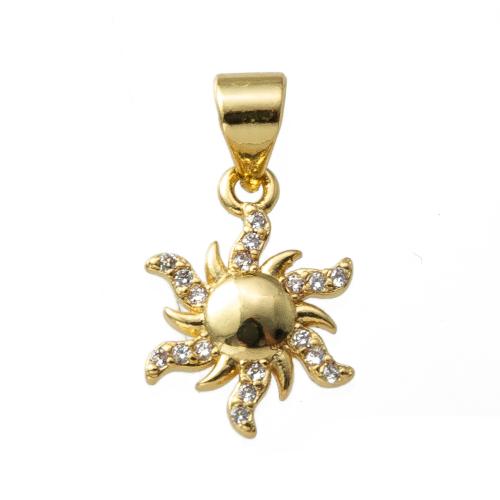 Cubic Zirconia Micro Pave Brass Pendant Sun plated fashion jewelry & micro pave cubic zirconia golden nickel lead & cadmium free Sold By PC