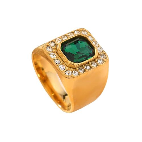 Kubisk Zirkonium Rostfritt stål Fingerringar, 304 rostfritt stål, guldfärg pläterade, mode smycken & Unisex & micro bana cubic zirconia, fler färger för val, Storlek:9, Säljs av PC