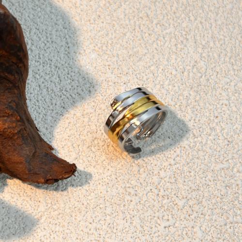 Aço inoxidável 304 Cuff Ring Finger, banhado, joias de moda & para o homem & dois tons, vendido por PC