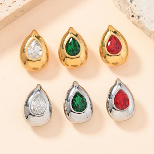 Kubiskt Zirconia hänge, 304 rostfritt stål, Dropp, plated, DIY & micro bana cubic zirconia, fler färger för val, Säljs av PC