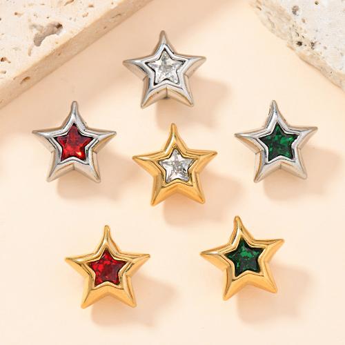 Kubiskt Zirconia hänge, 304 rostfritt stål, Star, plated, DIY & micro bana cubic zirconia, fler färger för val, Säljs av PC