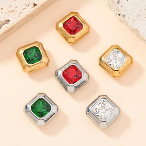 Kubiskt Zirconia hänge, 304 rostfritt stål, Square, plated, DIY & micro bana cubic zirconia, fler färger för val, Säljs av PC