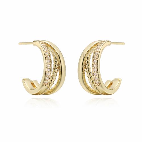 Boucles d'oreilles en laiton zircon cubique pavent, Placage, bijoux de mode & pavé de micro zircon, plus de couleurs à choisir, protéger l'environnement, sans nickel, plomb et cadmium, Vendu par paire