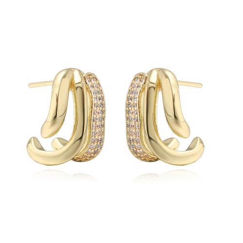 Boucles d'oreilles en laiton zircon cubique pavent, Placage, bijoux de mode & pavé de micro zircon, plus de couleurs à choisir, protéger l'environnement, sans nickel, plomb et cadmium, Vendu par PC