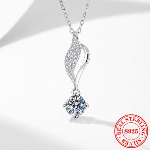 925 sterling zilver Halsketting, met 2inch extender keten, Blad, geplatineerd, verschillende materialen voor de keuze & micro pave zirconia & voor vrouw, Lengte Ca 15.7 inch, Verkocht door PC