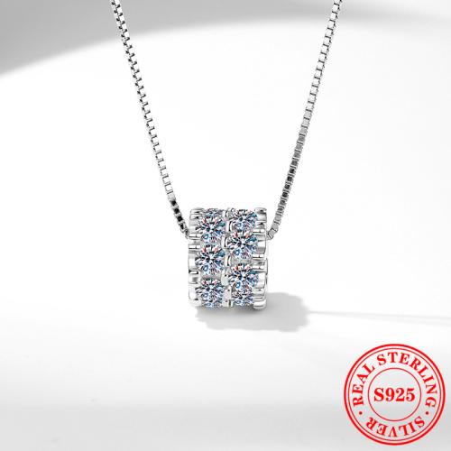 925 sterling zilver Halsketting, met Moissanite, met 2inch extender keten, geplatineerd, mode sieraden & voor vrouw, Lengte Ca 15.7 inch, Verkocht door PC