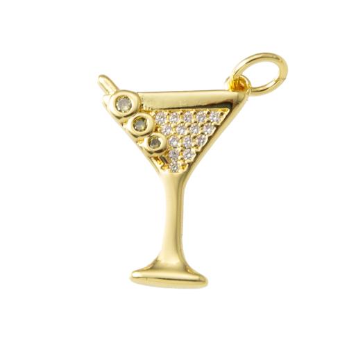 Cubic Zirconia Micro Pave bronze Pingente, cobre, Caneca, banhado, joias de moda & micro pavimento em zircônia cúbica, dourado, níquel, chumbo e cádmio livre, 13.10x2.20x22.20mm, vendido por PC