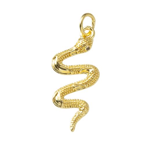 Cubic Zirconia Micro Pave Brass Pendant Snake plated fashion jewelry & micro pave cubic zirconia golden nickel lead & cadmium free Sold By PC