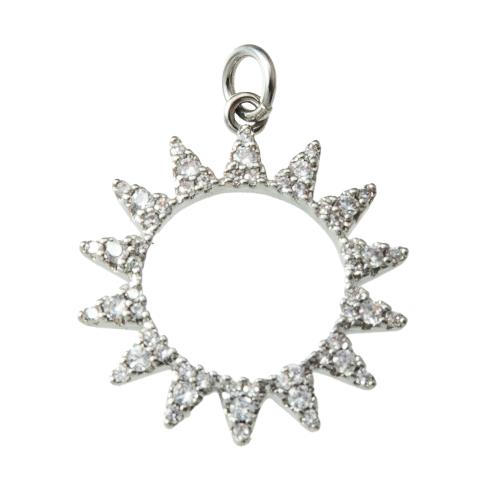 Cubic Zirconia Pendant Brass Sun plated fashion jewelry & micro pave cubic zirconia silver color nickel lead & cadmium free Sold By PC