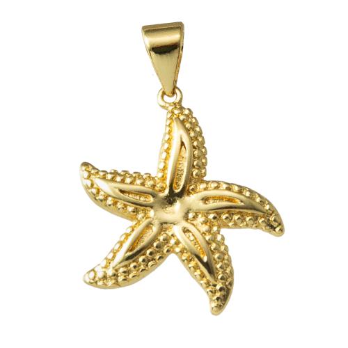 Colgantes de la joyería de cobre amarillo, metal, Estrella de Mar, chapado, dorado, libre de níquel, plomo & cadmio, 18.30x2.70x24mm, Vendido por UD