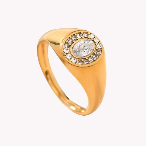 Rhinestone нержавеющей стали палец кольцо, Нержавеющая сталь 304, с кубический цирконий, плакирован золотом, Мужская & разный размер для выбора & со стразами, Много цветов для выбора, продается PC