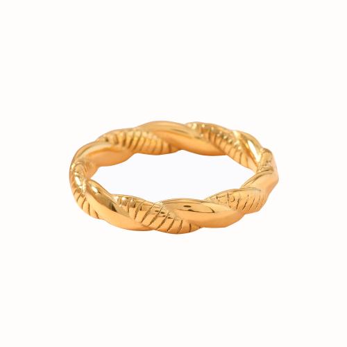 Ruostumaton teräs sormen sormus, 304 Stainless Steel, päällystetty, muoti korut & eri tyylejä valinta & naiselle, kultainen, Koko:8, Myymät PC