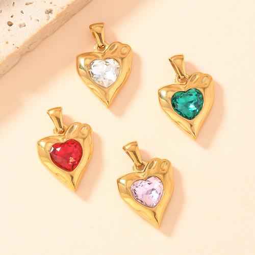 Rhinestone Hanger, 304 roestvrij staal, Hart, gold plated, DIY & met strass, meer kleuren voor de keuze, Verkocht door PC