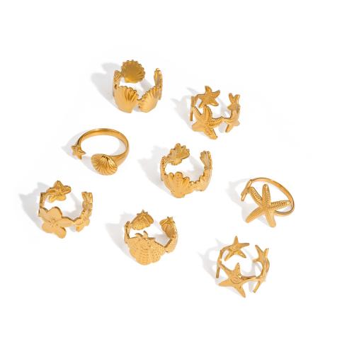 Edelstahl Ringe, 304 Edelstahl, 18 K vergoldet, Modeschmuck & verschiedene Stile für Wahl & für Frau, verkauft von PC