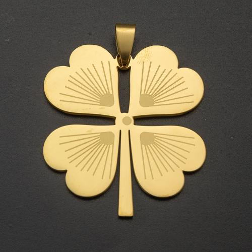 Pendants Jewelry Cruach dhosmálta, 304 Cruach dhosmálta, Ceithre Leaf Seamair, dath an óir plated, DIY, órga, 20.68x3.70x38.65mm, Díolta De réir PC