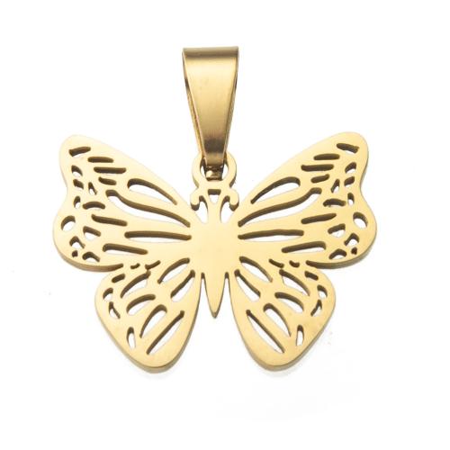 Stainless Steel Animal Pendants 304 Stainless Steel Butterfly plated DIY Sold By PC