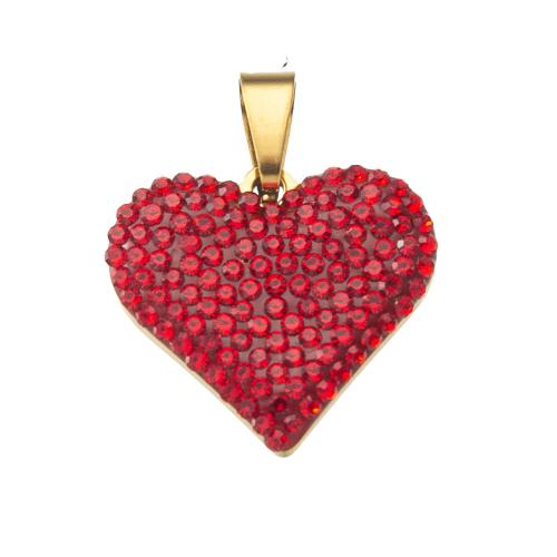 Rustfrit stål Heart Vedhæng, 304 rustfrit stål, forgyldt, du kan DIY & med rhinestone, flere farver til valg, 20x3.58x25.35mm, Solgt af PC