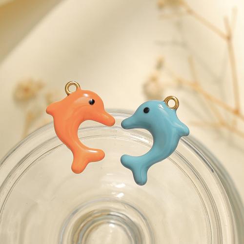 Stainless Steel Animal Pendants 304 Stainless Steel Dolphin plated DIY & enamel Sold By Bag