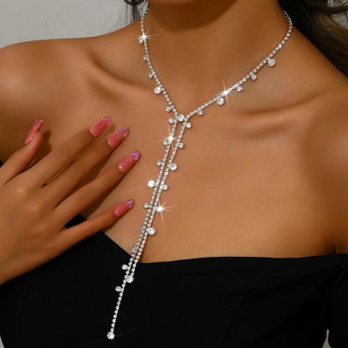 laiton collier, Placage, pour femme & avec strass, plus de couleurs à choisir, Vendu par PC
