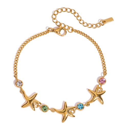 Jewelry Cruach dhosmálta Bracelet, 304 Cruach dhosmálta, le Ciúbach Zirconia, plátáilte, jewelry faisin & stíleanna éagsúla do rogha & do bhean, órga, Díolta De réir PC