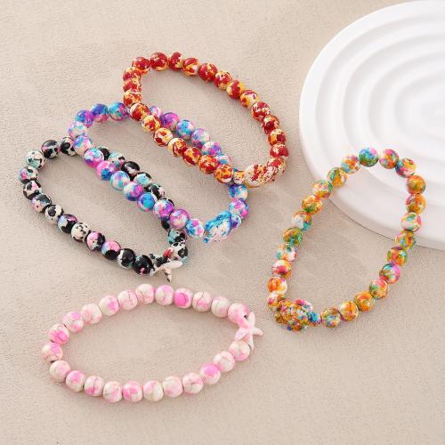 Gemstone Apyrankės, Natūralus akmuo, su Elastiniai tema, rankų darbo, Bižuterijos & įvairios medžiagos pasirinkimas & unisex, multi-colored, Ilgis 7.08 Inch, Pardavė PC