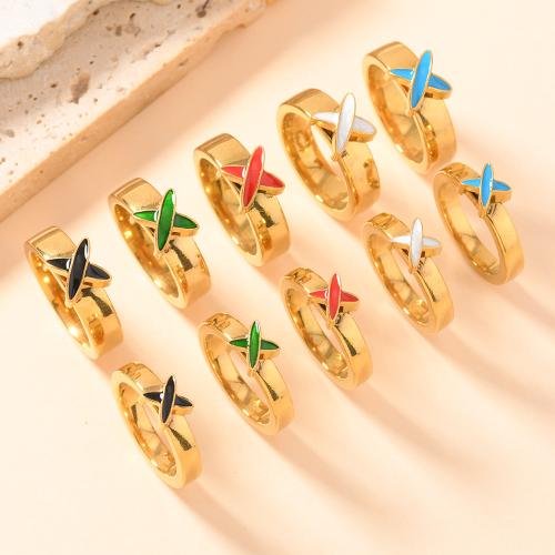 304 nehrđajućeg čelika Finger Ring, 18K pozlaćeno, bez spolne razlike & različite veličine za izbor & emajl, više boja za izbor, Prodano By PC