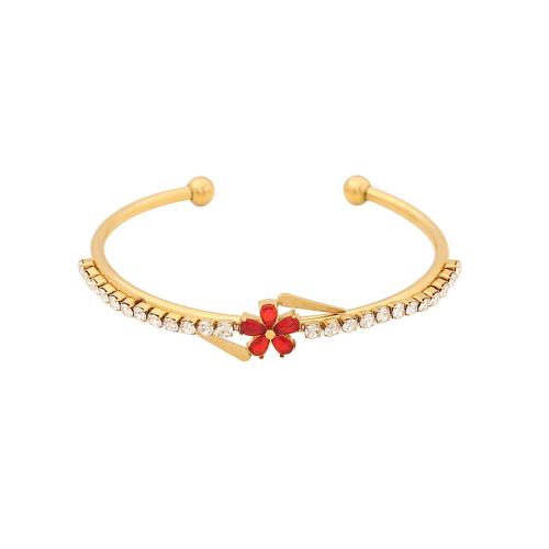304 nehrđajućeg čelika Pljuska Bangle, s Kubni cirkonij, pozlaćen, modni nakit & za žene, više boja za izbor, Prodano By PC