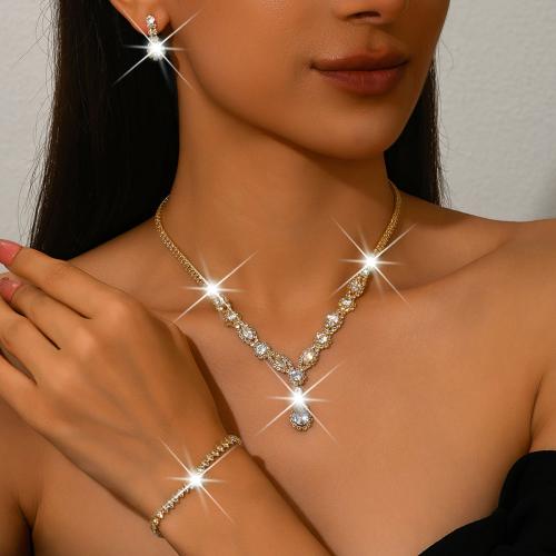 Sárgaréz Jewelry Set, galvanizált, különböző stílusokat a választás & mikro egyengetni cirkónia & a nő, Által értékesített Set