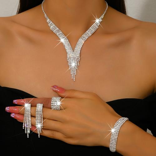 Cink ötvözet Jewelry Set, galvanizált, különböző stílusokat a választás & a nő & strasszos, Által értékesített Set