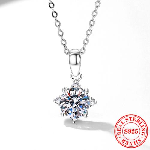 925 Sterling Silver Necklace with 2.4inch extender chain Eight Point Star platinum plated & micro pave cubic zirconia & for woman Length Approx 15.7 Inch Sold By PC