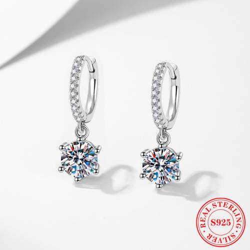 925 sterling zilver Huggie Hoop Drop Earring, geplatineerd, verschillende stijlen voor de keuze & voor vrouw, 22mm, Verkocht door pair