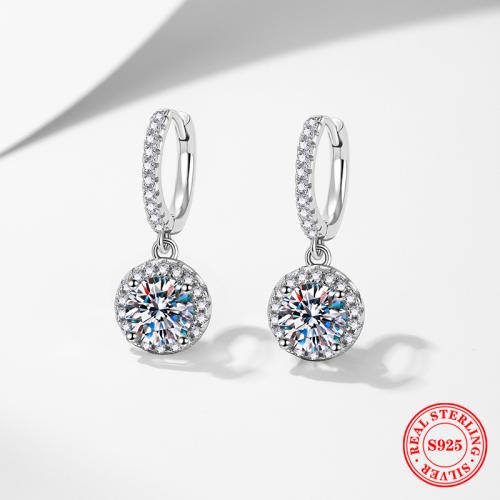 925 sterling zilver Huggie Hoop Drop Earring, geplatineerd, verschillende materialen voor de keuze & micro pave zirconia & voor vrouw, 22mm, Verkocht door pair