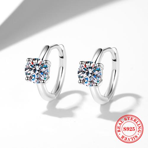 925 Sterling Silver Huggie Hoop náušnice, platina á, různé materiály pro výběr & pro ženy, Prodáno By Pair