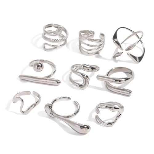 Rustfrit stål fingre Ringe, 304 rustfrit stål, forgyldt, mode smykker & forskellige stilarter for valg & for kvinde, oprindelige farve, Solgt af PC