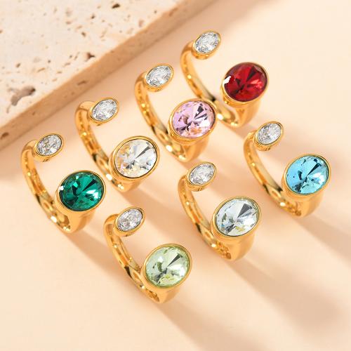 Cubic Zirconia Stainless Steel Finger Ring 304 Stainless Steel 18K gold plated fashion jewelry & micro pave cubic zirconia & for woman US Ring Sold By PC