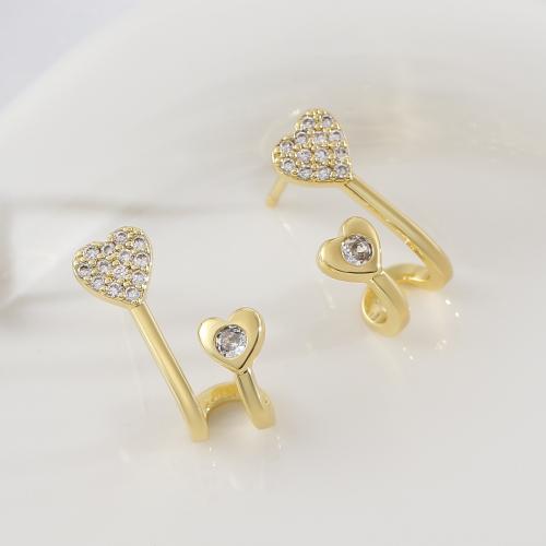Kubni cirkonij Micro Pave Brass naušnica, Mesing, zlatna boja pozlaćen, modni nakit & micro utrti kubni cirkonij & za žene, Prodano By par