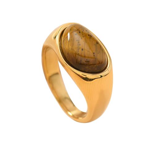 304 rozsdamentes acél Finger Ring, -val Természetes kő, 18K aranyozott, divat ékszerek & egynemű, Által értékesített PC