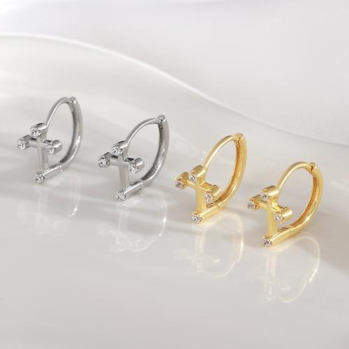 Cubic Zirconia Micro Pave Brass Earring plated fashion jewelry & micro pave cubic zirconia & for woman Sold By Pair