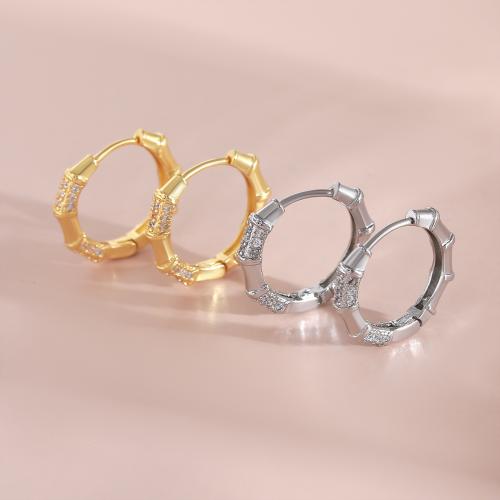 Cubic Zirconia Micro Pave Brass Earring plated fashion jewelry & micro pave cubic zirconia & for woman Sold By Pair