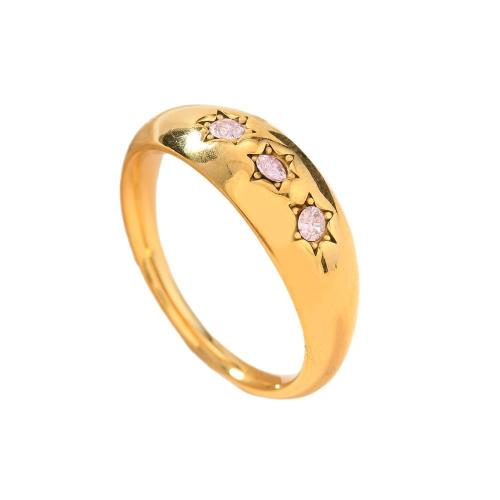 Rustfrit stål Rhinestone fingre Ringe, 304 rustfrit stål, guldfarve belagt, Unisex & forskellig størrelse for valg & med rhinestone, flere farver til valg, Solgt af PC