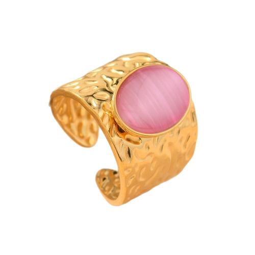 304 Cruach dhosmálta Chufa Ring Finger, le Cloch Nádúrtha, dath an óir plated, jewelry faisin & do bhean, dathanna níos mó le haghaidh rogha, Díolta De réir PC
