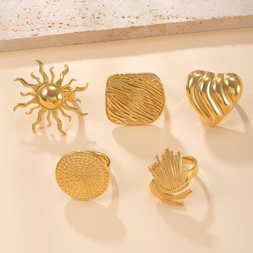 Ring Finger ze stali nierdzewnej, Stal nierdzewna 304, Pozłacane 18K, biżuteria moda & różne style do wyboru & dla kobiety, rozmiar:9, sprzedane przez PC