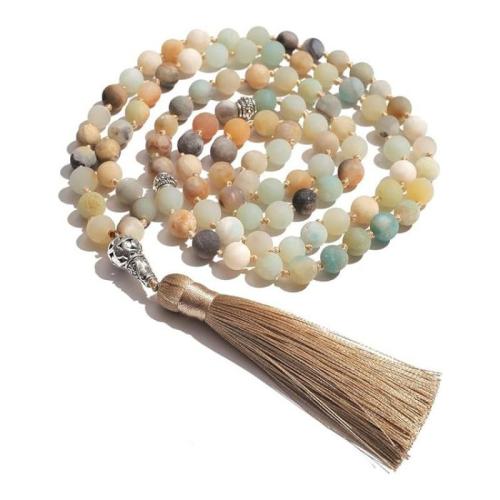 Corrente de colar de camisola, liga de zinco, with Fio de algodão & Gemstone Sintético, polido, joias de moda & para mulher, comprimento Aprox 85 cm, vendido por PC